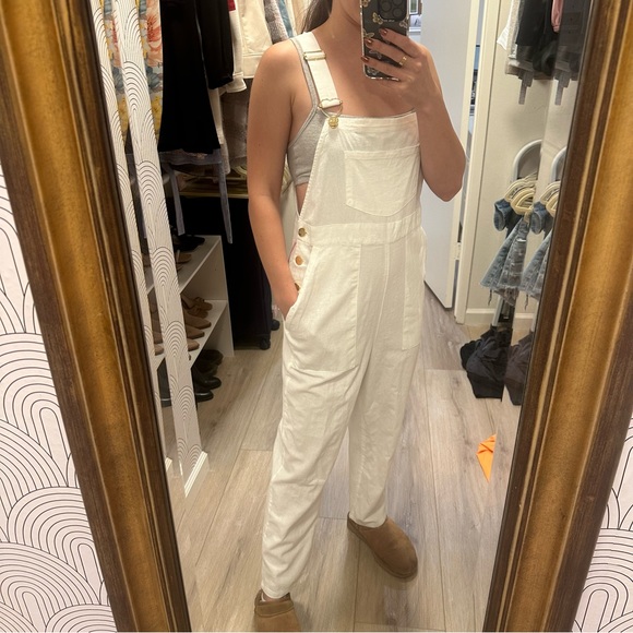 RARE Stoney Clover + Target Collab // White Linen Overalls with gold hardware. - Picture 3 of 6